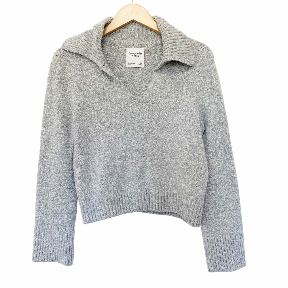 Abercrombie & Fitch Gray Textural Notch Neck Sweater Sz XS